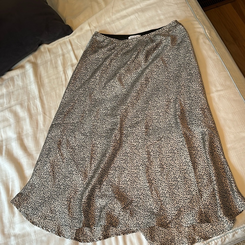Leopard Satin Midi Skirt